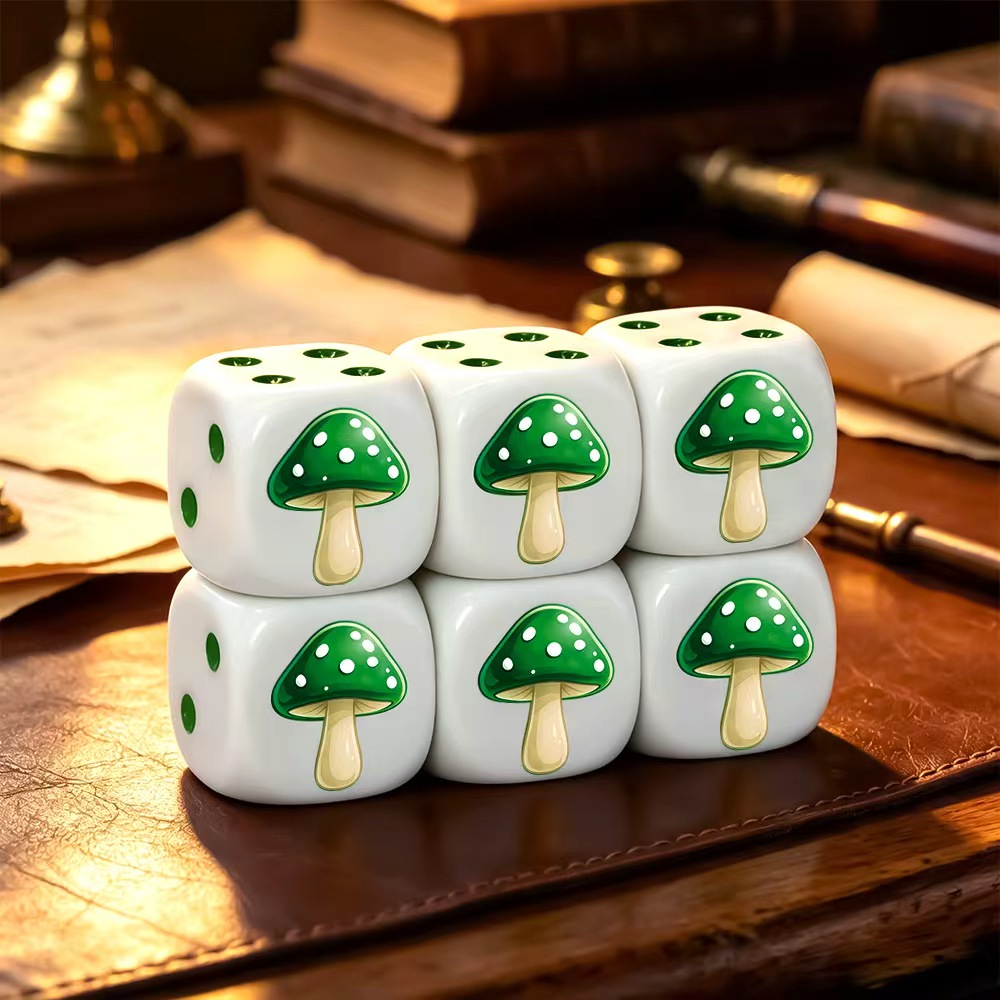 Board Game Night - 6 Stuks Leuke Groene Paddestoel D6