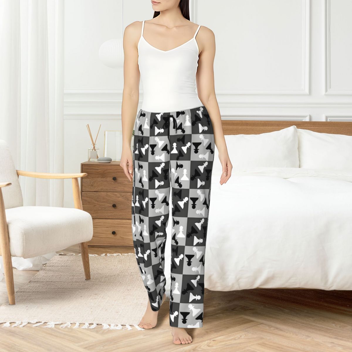 Board Games - Custom Print Dames Schaakbord Pyjamabroek Schaakspel