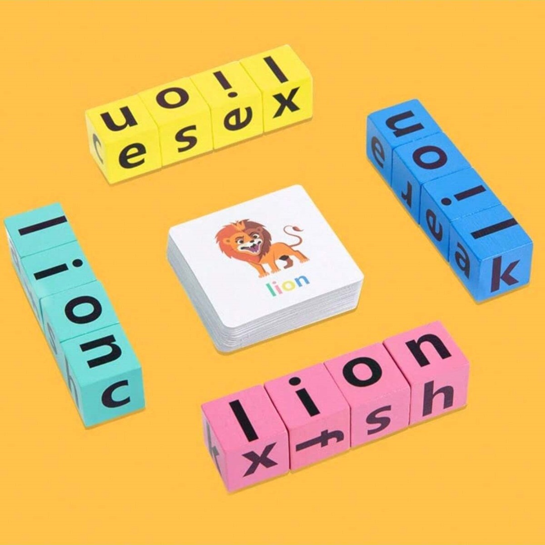 Board Game Family - Alfabetisch spellingsbordspel voor kinderen, 16 letterblokken