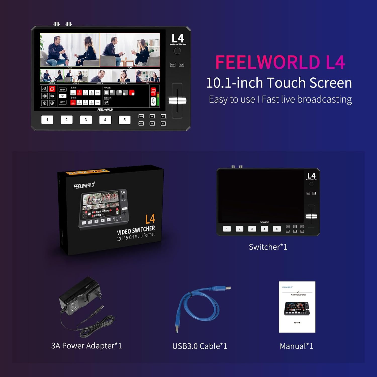 10.1 Touchscreen FEELWORLD L4  - Board Game For 5 Players recensie en prijs